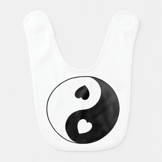Yin Yang Love Hearts Baby Bib (Front)