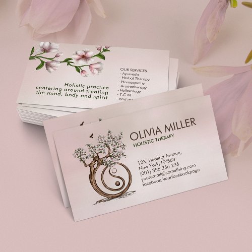 Yin Yang Magnolia Blossom Tree Business Card