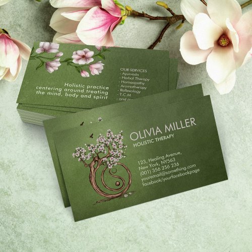 Yin Yang Magnolia Blossom Tree Business Card