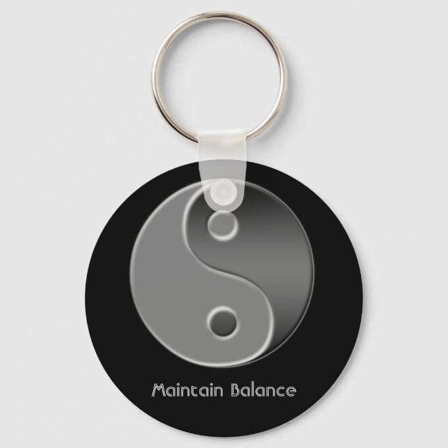 yin-yang, Maintain Balance Keychain (Front)