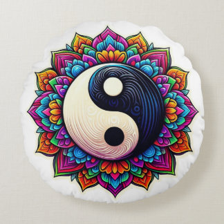 Yin Yang mandala design pillow