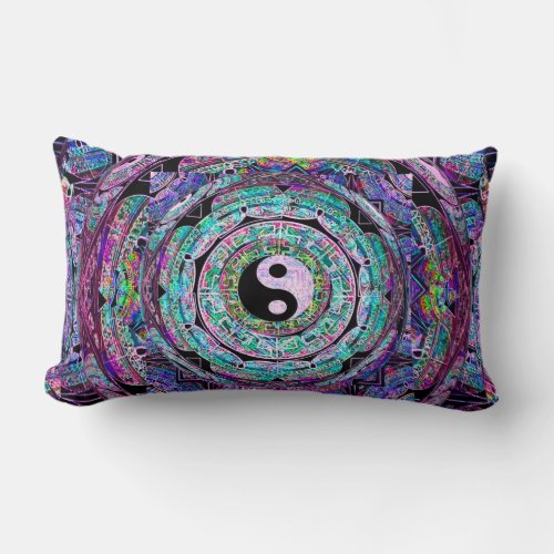 Yin Yang Mandala in Purple Colors Lumbar Pillow