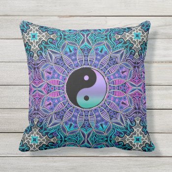 Yin-yang Mandala Outdoor Pillow by UROCKSymbology at Zazzle