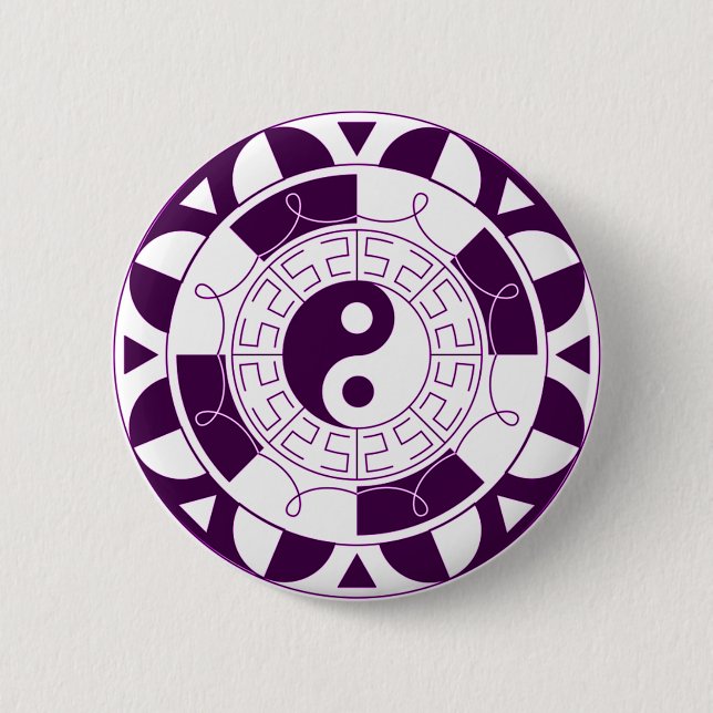 Yin Yang Mandala Pinback Button (Front)