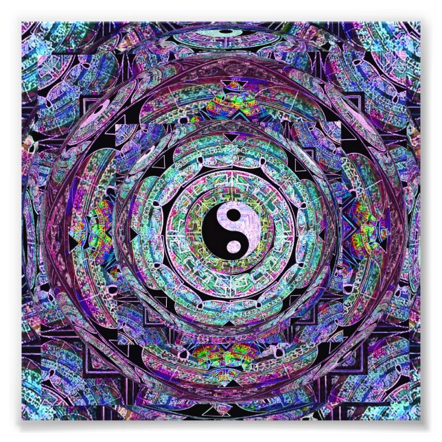 Yin Yang Mandala Purple Photo Print (Front)