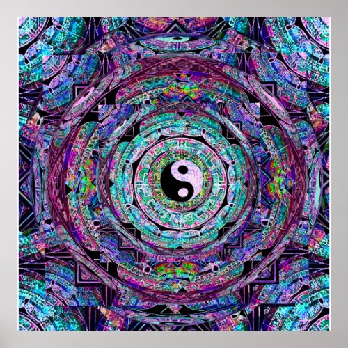 Yin Yang Mandala Purple Poster