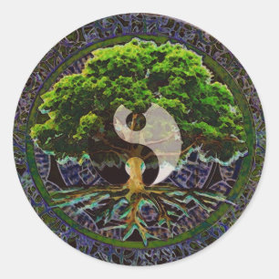 Yin Yang Mandala Tree of Life Classic Round Sticker