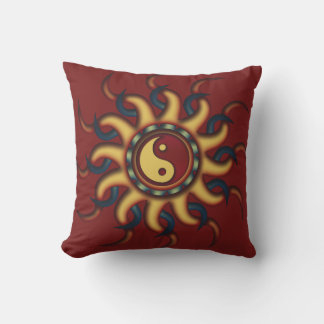 Yin Yang Maroon Design Outdoor Pillow