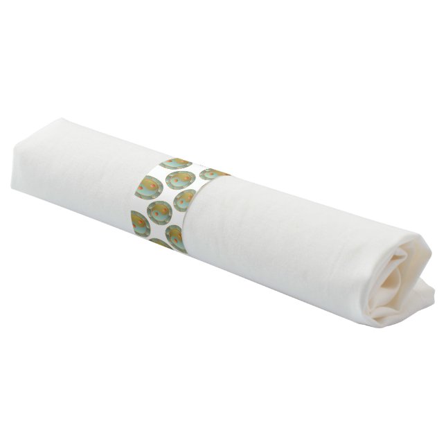 Yin Yang Medallion Gold Turquoise Napkin Bands (Angled)
