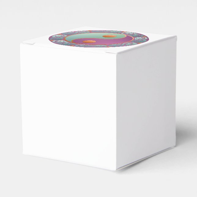 Yin Yang Medallion Violet Turquoise Favor Boxes (Front Side)