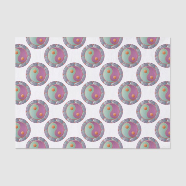 Yin Yang Medallion Violet Turquoise Tissue Paper (Front)