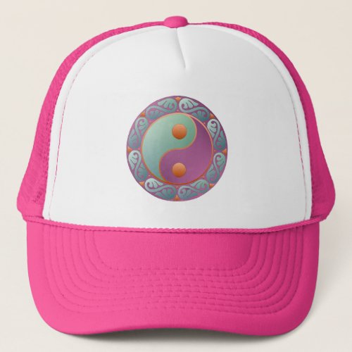 Yin Yang Medallion Violet Turquoise Trucker Hat