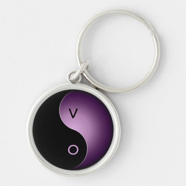 yin yang monogram - purple keychain (Front)