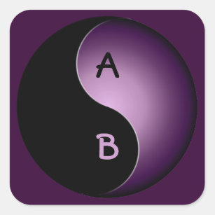 yin yang monogram - purple square sticker