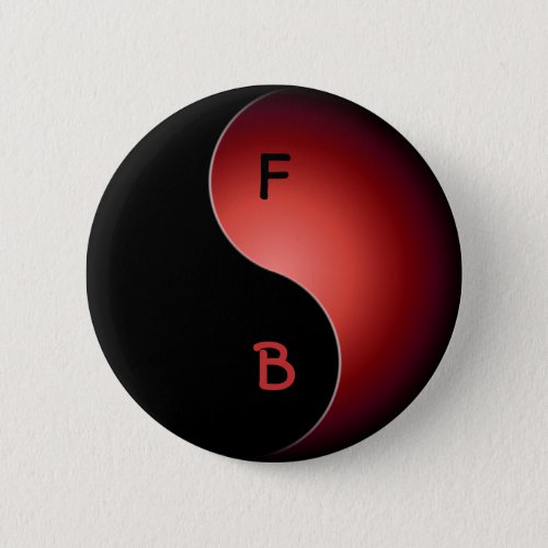 yin yang monogram _ red pinback button