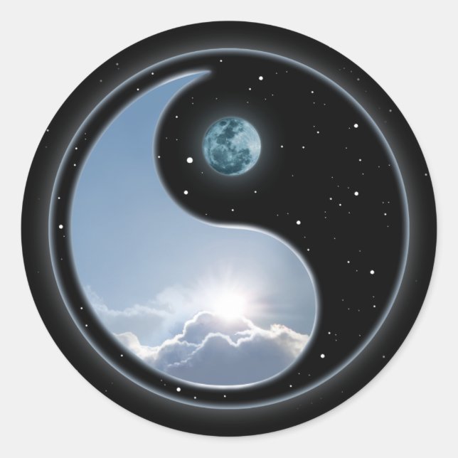 Yin Yang Moon Sun Classic Round Sticker (Front)