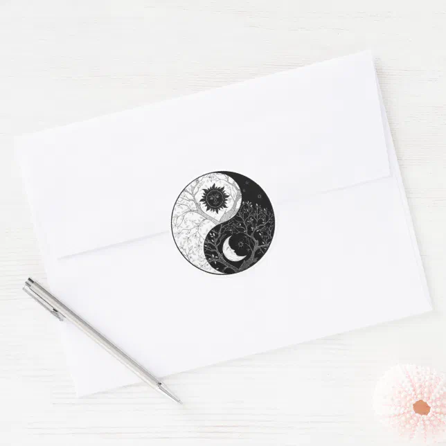 Yin & Yang / Moon & Sun Harmony Classic Round Stic Sticker | Zazzle