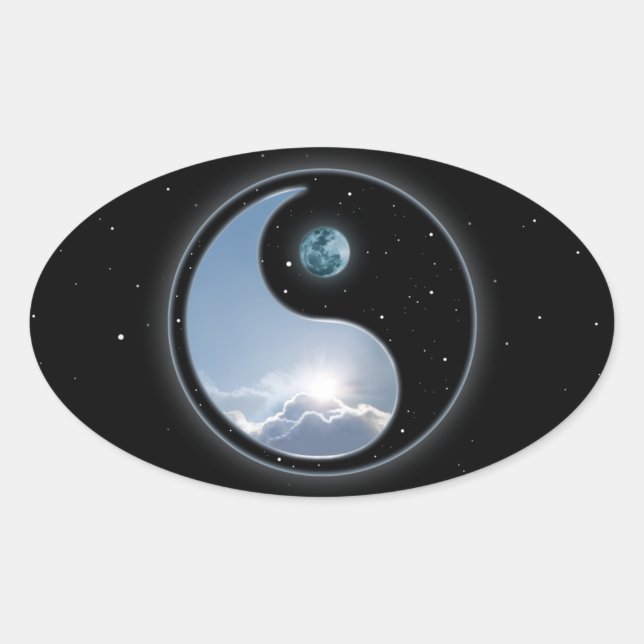 Yin Yang Moon Sun Oval Sticker (Front)