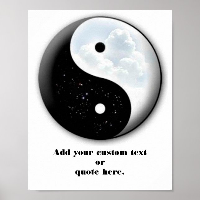Yin & Yang motivational symbol stars and clouds Poster (Front)
