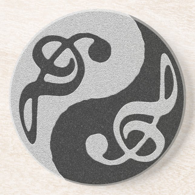 yin yang music clave note drink coaster (Front)