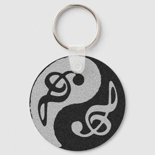 yin yang music clave note keychain