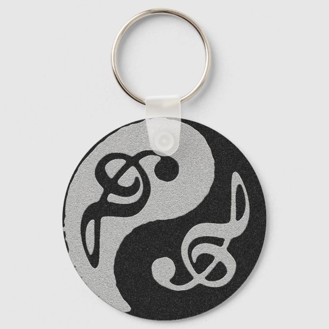 yin yang music clave note keychain (Front)
