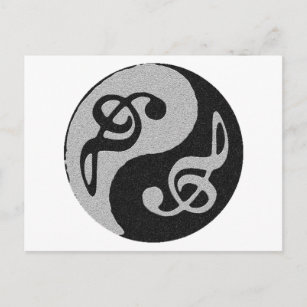 yin yang music clave note postcard