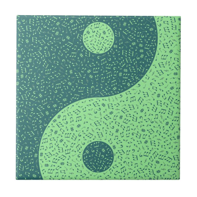 Yin Yang Music Notes Ceramic Tile (Front)