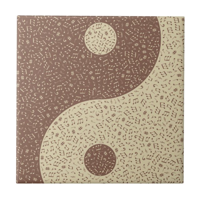 Yin Yang Music Notes Ceramic Tile (Front)