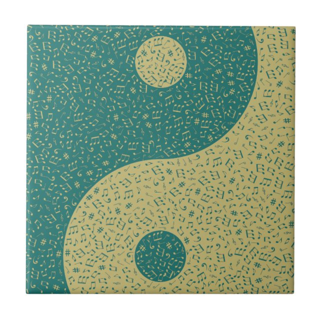Yin Yang Music Notes Ceramic Tile (Front)