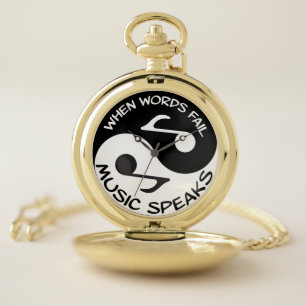 Yin yang music pocket watch