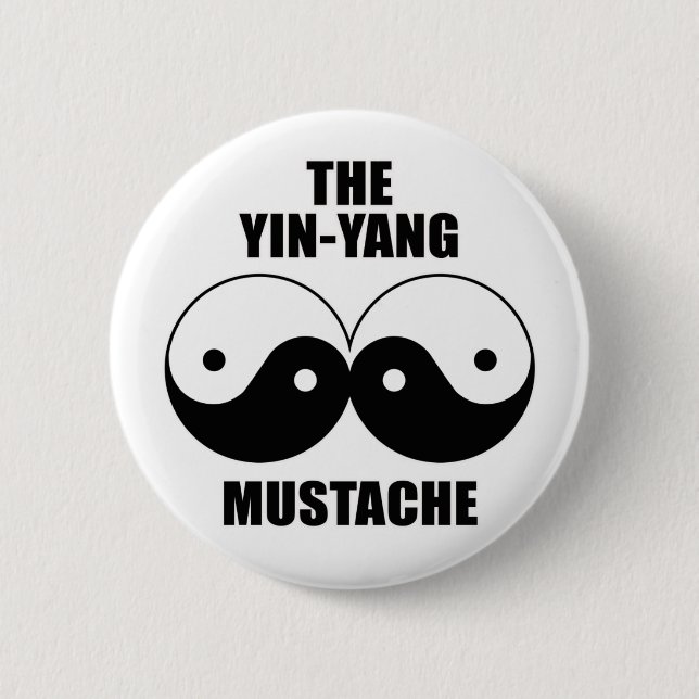 Yin-Yang Mustache Button (Front)