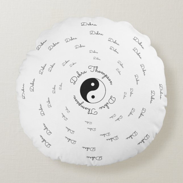 Yin Yang - name personalized circular Round Pillow (Front)