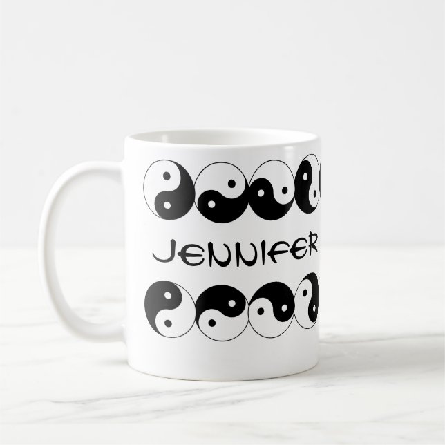 Yin Yang Names Rotating Symbols Coffee Mug (Left)