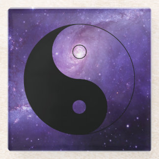 Yin yang night sky glass coaster
