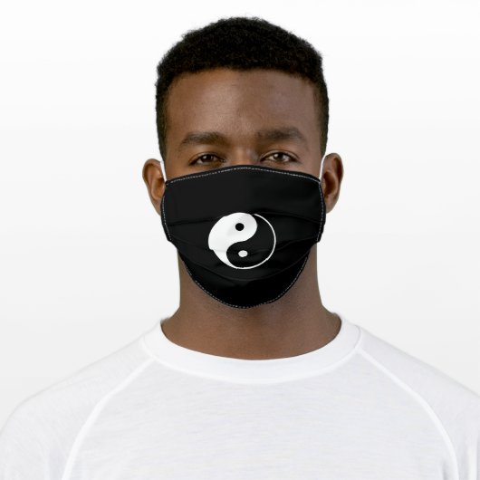 Yin Yang on Black Adult Cloth Face Mask (Worn)