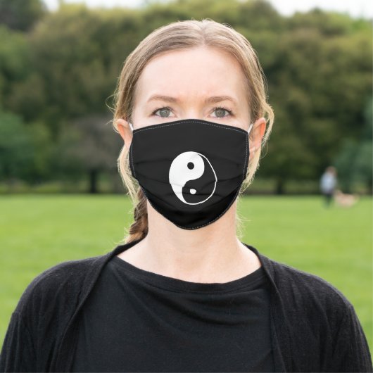 Yin Yang on Black Adult Cloth Face Mask (Outside)