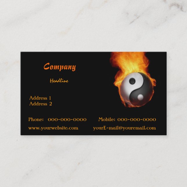 Yin Yang on Fire Business Card (Front)