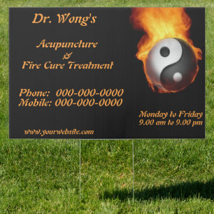 Yin Yang on Fire Yard Sign