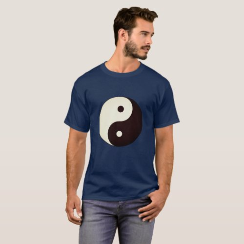 Yin Yang on navy blue mens t_shirt