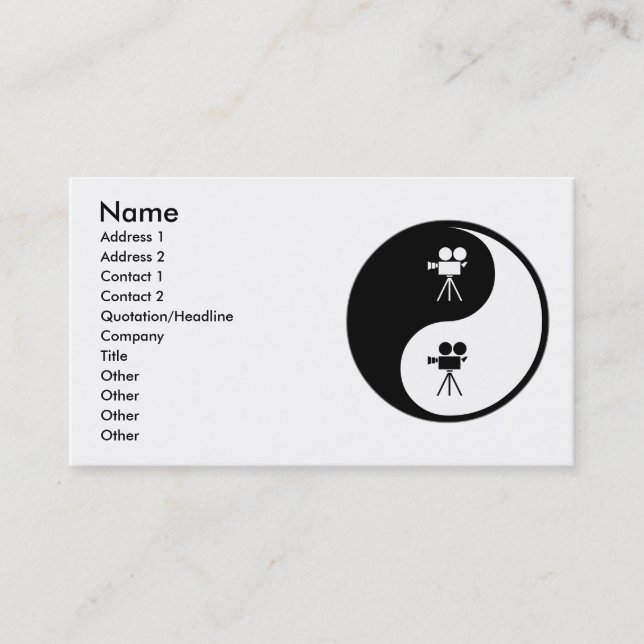 Yin Yang Operating a Camera Business Card (Front)