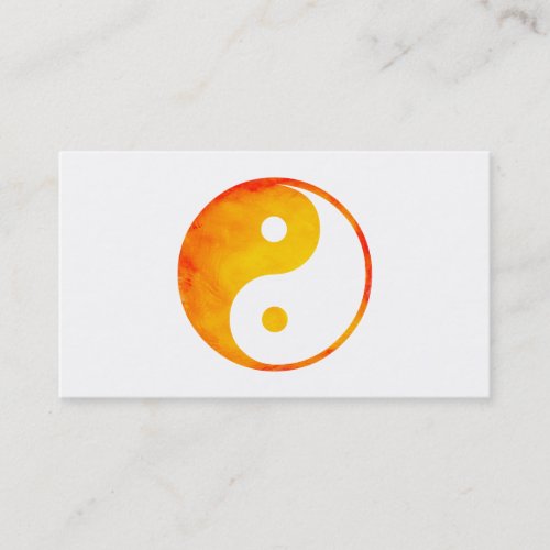 Yin Yang Orange and Yellow Watercolor Chinese Business Card