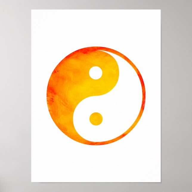 Yin Yang Orange and Yellow Watercolor Chinese Poster (Front)