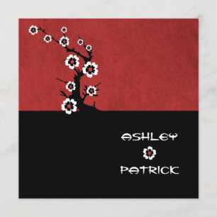 Yin-Yang Oriental Sakura Wedding Invitation