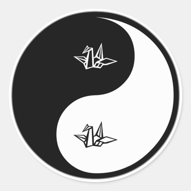Yin Yang Origami Classic Round Sticker (Front)
