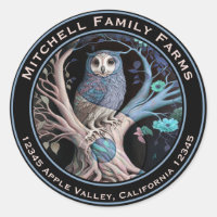 Yin Yang Owl Business Logo Classic Round Sticker