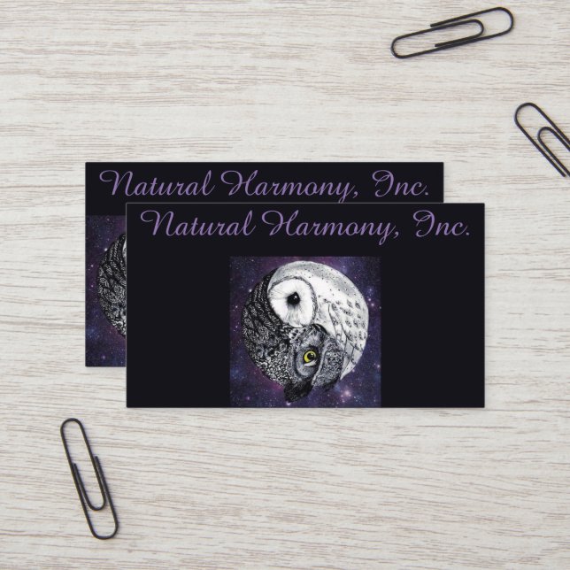 Yin Yang Owls Business Card (Front/Back In Situ)