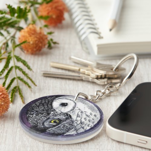 Yin Yang Owls Keychain
