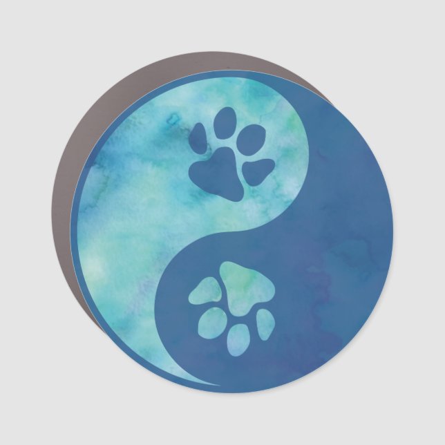 Yin Yang Paw Blue Car Magnet (Front)