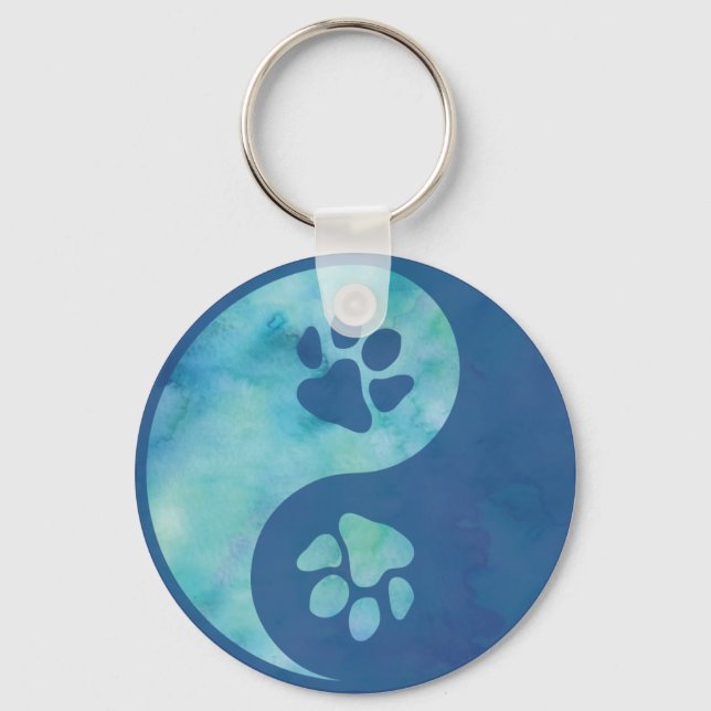 Yin Yang Paw Blue Keychain (Front)